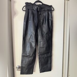 Pleated Pleather Pants | Tapered | With Belt